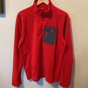 EUC First Ascent fleece jacket - quarter zip - mens size LARGE - red outdoors
